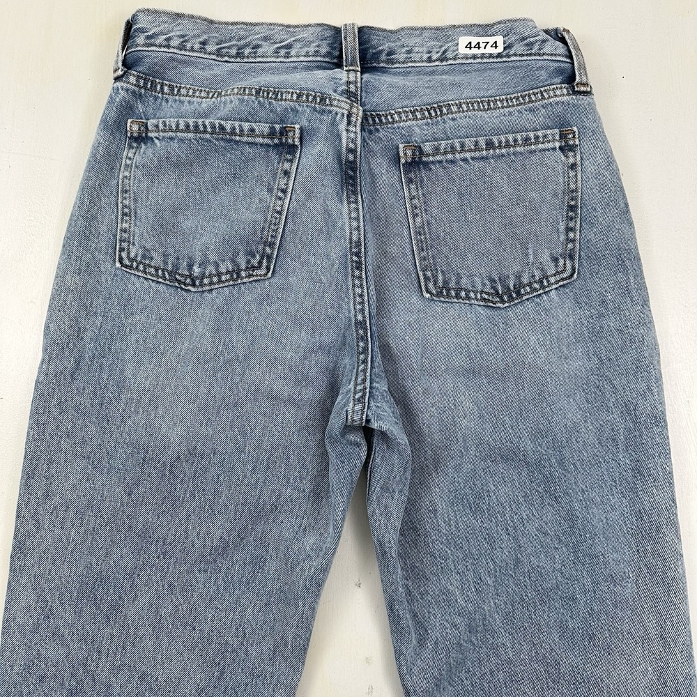 Old Navy Women's 8 Jeans Light Wash Pants Slouchy Straight Distressed High Rise